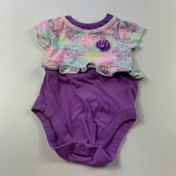 Garanimals Baby Girls 3D Floral Purple Onesie Body Suit 3-6 Months - Picture 1 of 10
